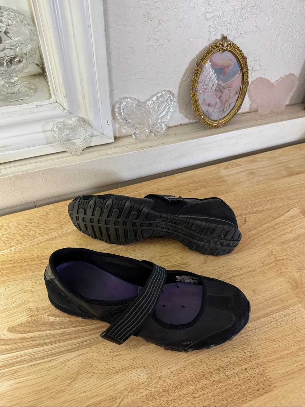 Skechers Bikers Mary Jane Ballet Flats Black Comfort Shoes Women’s 8.5 Y2K Indie